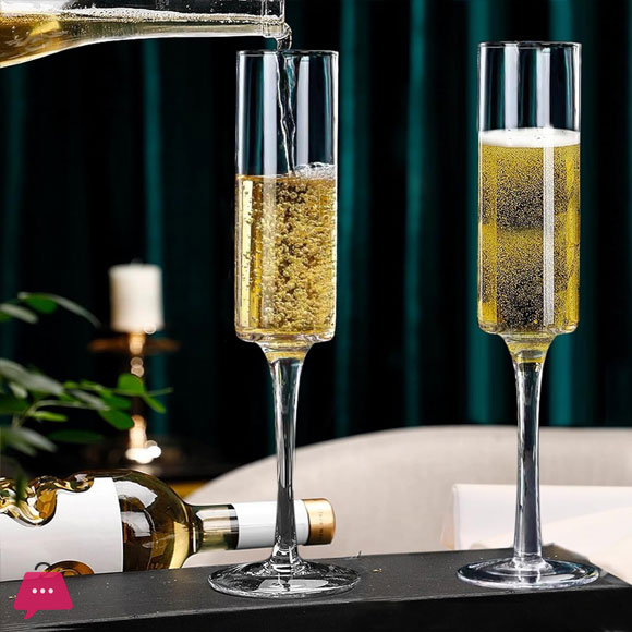 Flute Champagne Glasses Champagne Flute Glass for Home Bar,Wedding,Restaurant 200ml - Set of 6