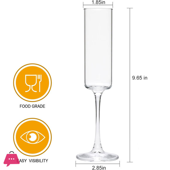 Flute Champagne Glasses Champagne Flute Glass for Home Bar,Wedding,Restaurant 200ml - Set of 6