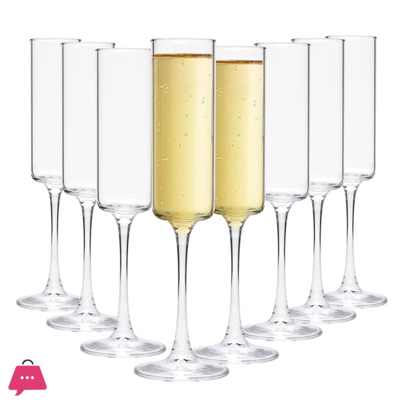 Flute Champagne Glasses Champagne Flute Glass for Home Bar,Wedding,Restaurant 200ml - Set of 6