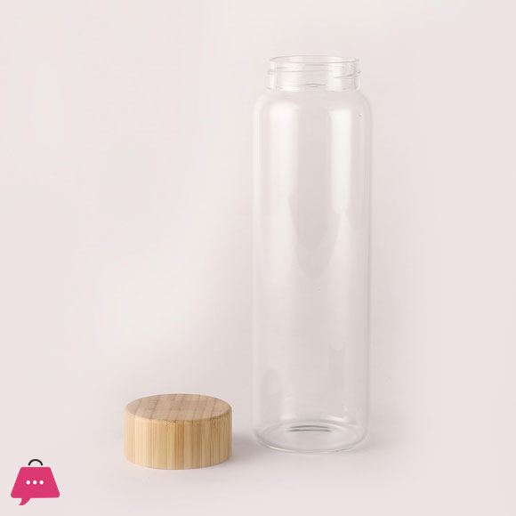 Glass Cylinder Bottle with Wooden Lid