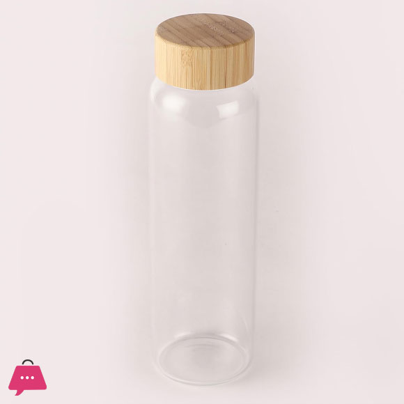 Glass Cylinder Bottle with Wooden Lid