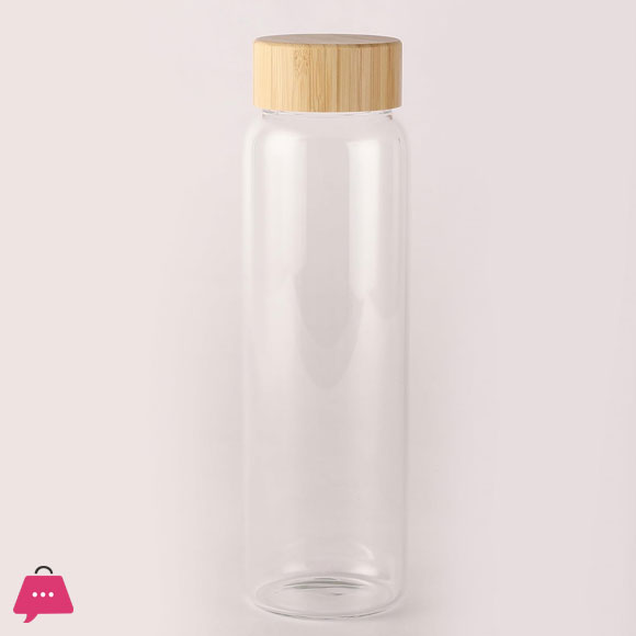Glass Cylinder Bottle with Wooden Lid