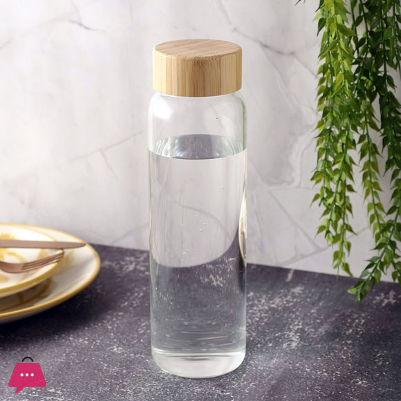 Glass Cylinder Bottle with Wooden Lid