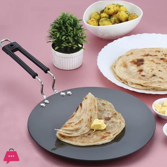 Indian Imported Hard Anodized Non Stick Tawa Roti Maker Paratha Pan - 11 inches 4mm