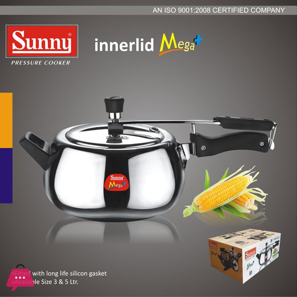 Indian Innerlid Mega Sunny Cooker Aluminum Pressure Cooker - 5 Liter