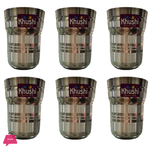 Indian Stainless Steel Flower Ring Glass Pack of 6