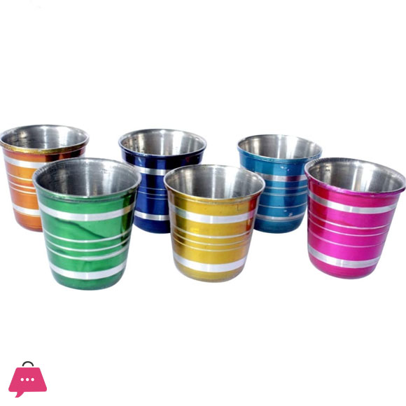 Indian Stainless Steel Glass with Bell for Baby Kids Set of 4, Multicolour - 50ml - Ghanti Kids Glass