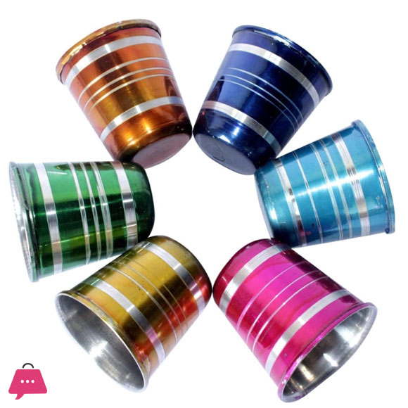 Indian Stainless Steel Glass with Bell for Baby Kids Set of 4, Multicolour - 50ml - Ghanti Kids Glass