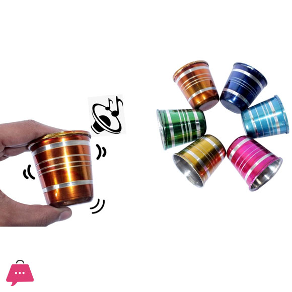 Indian Stainless Steel Glass with Bell for Baby Kids Set of 4, Multicolour - 50ml - Ghanti Kids Glass
