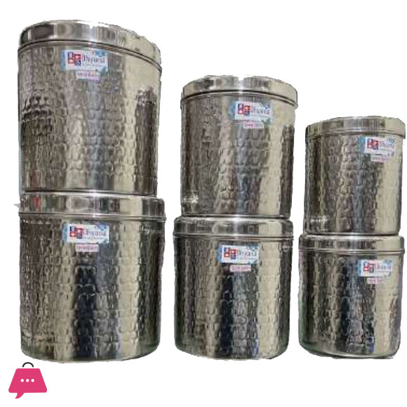 Indian Stainless Steel Grocery Container For Kitchen - 6 Pieces Set