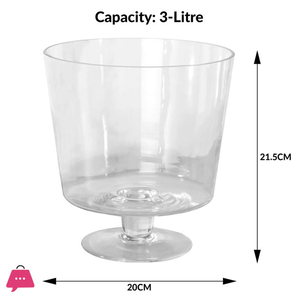 Large Footed Glass Trifle Bowl Serving Bowl 3Ltr