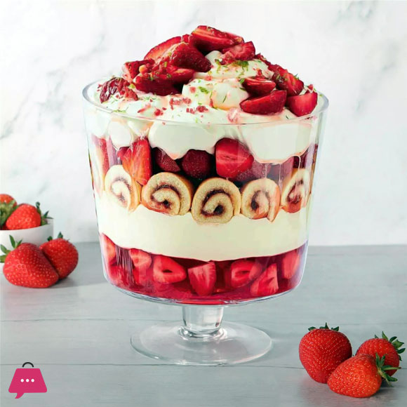 Large Footed Glass Trifle Bowl Serving Bowl 3Ltr