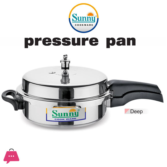Sunny Aluminium Indian Pressure Cooker Pan Shape Outer Lid 6 Litres