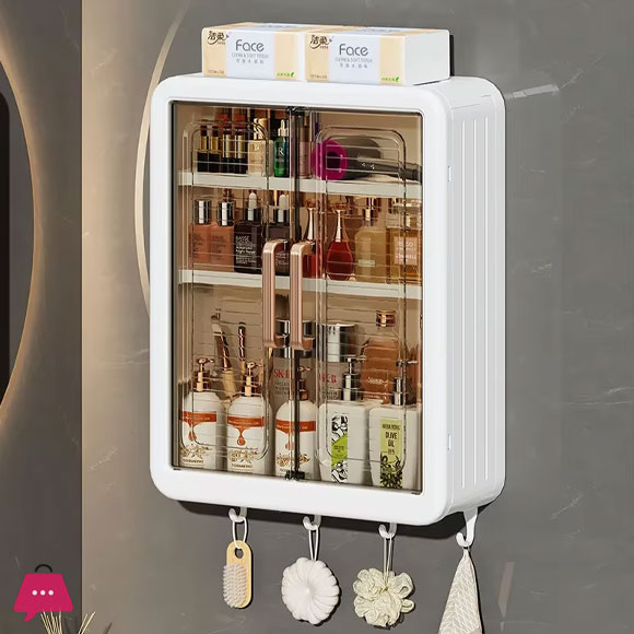 Wall-Mounted Storage Rack For Bathroom Kitchen Storage Cabinet
