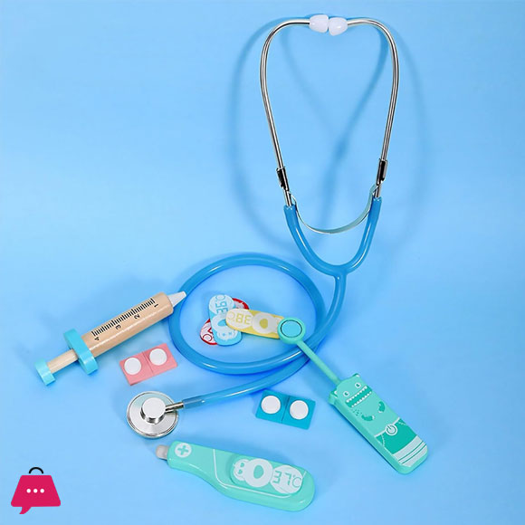 10 Pcs Doctor Medical Kit Accessories Mini Stethoscope Syringe Thermometer Pill Doctor Set