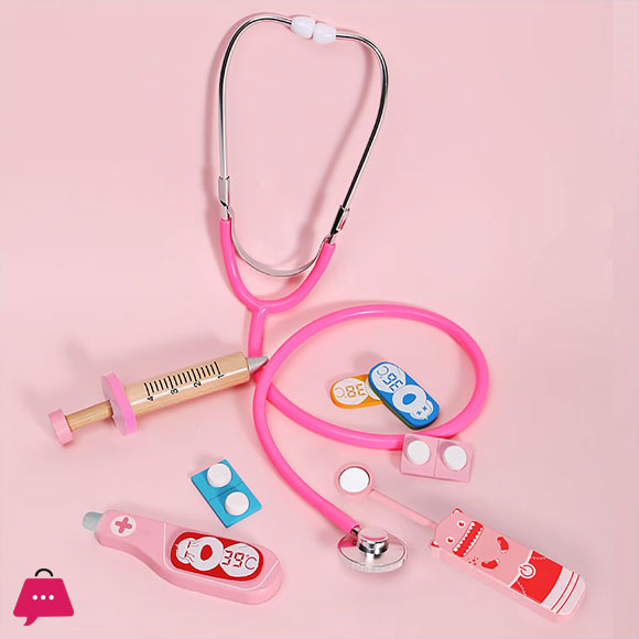 10 Pcs Doctor Medical Kit Accessories Mini Stethoscope Syringe Thermometer Pill Doctor Set