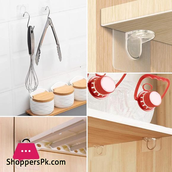 24PCS Punch Free Shelf Support Peg-Self Adhesive Shelves Clips for Kitchen Cabinet Closet Brackets Clapboard Layer