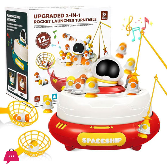 2in1 Magnetic Fishing and Catching Rocket Launcher Turntable