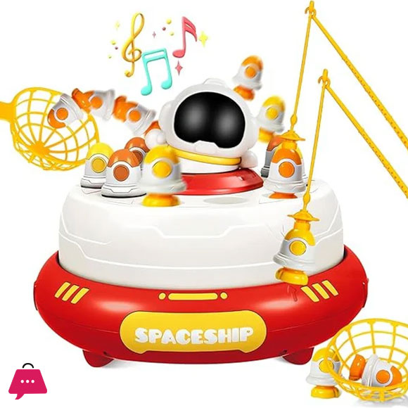 2in1 Magnetic Fishing and Catching Rocket Launcher Turntable