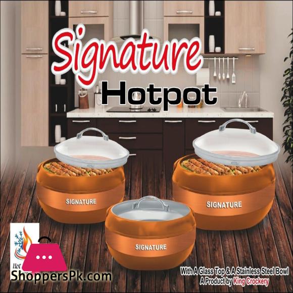 3 Pcs Signature Hot Pot Set Stainless Steel Inner Bowl - Glass Lid - ROOTI HOT POT
