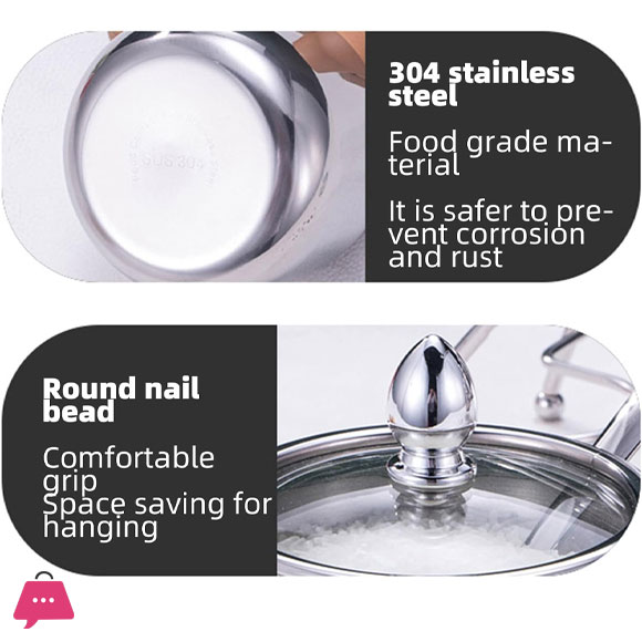 304 Stainless Steel Sugar Pot Round Sugar Jar with Clear Lid