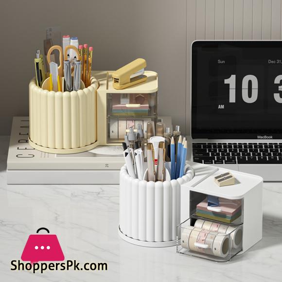 360 Rotating Desktop Makeup Organizer Multifunctional Storage Box Detachable Bathroom Rack Transparent Drawer Student Pen Holder