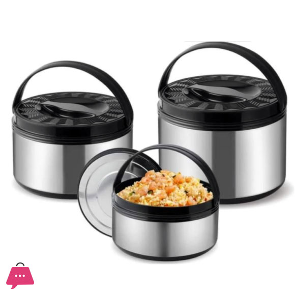 3PCS Stainless Steel HotPot Insulated Casserole Carriers Lunch Box