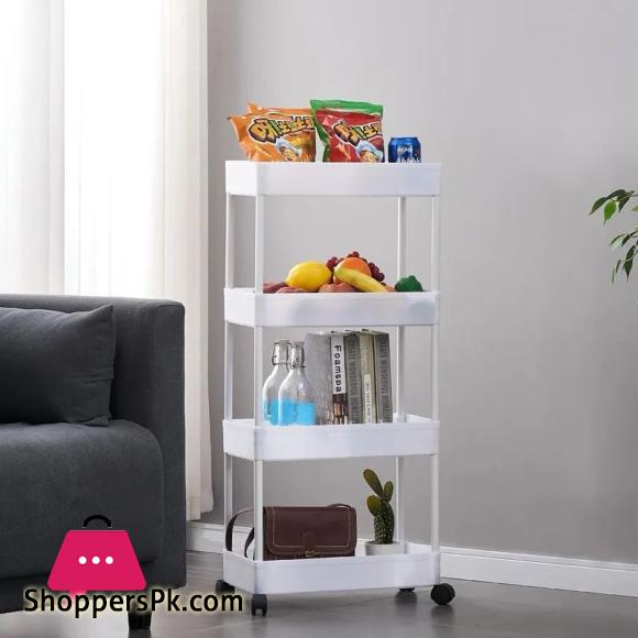 4 Layers Storage Rack Kitchen Trolley Movable Shelf Home Furniture Storage Bathroom Organizer with Wheels Narrow Cabinet