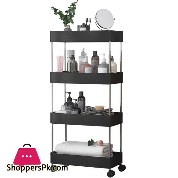 4 Layers Storage Rack Kitchen Trolley Movable Shelf Home Furniture Storage Bathroom Organizer with Wheels Narrow Cabinet