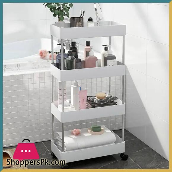 4 Layers Storage Rack Kitchen Trolley Movable Shelf Home Furniture Storage Bathroom Organizer with Wheels Narrow Cabinet