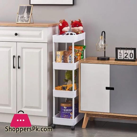 4 Layers Storage Rack Kitchen Trolley Movable Shelf Home Furniture Storage Bathroom Organizer with Wheels Narrow Cabinet