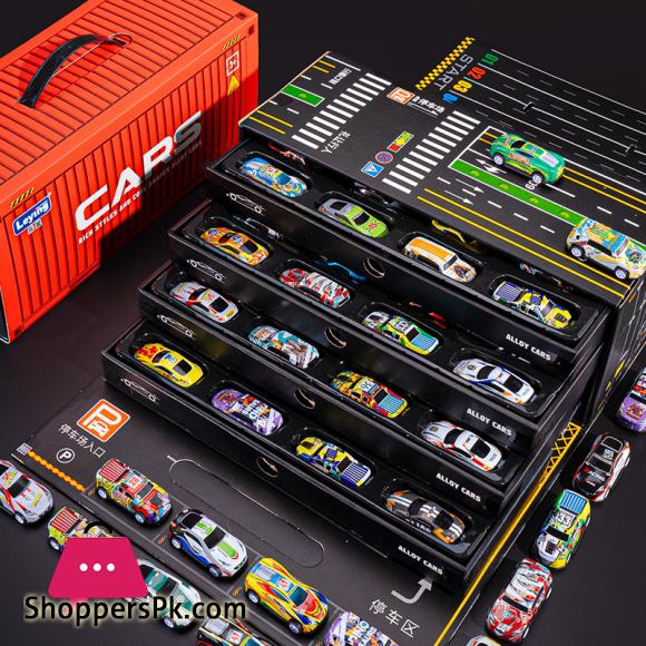 48PCS Container Simulation Alloy Car Model Finale Alloy Inertia Pull Back Mini Car Toy