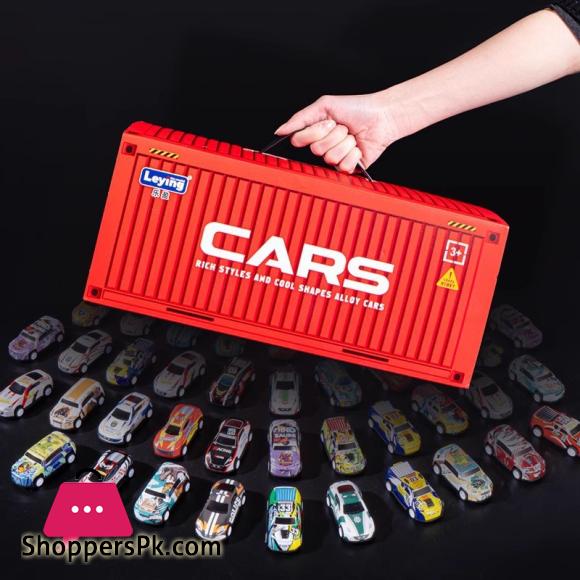 48PCS Container Simulation Alloy Car Model Finale Alloy Inertia Pull Back Mini Car Toy