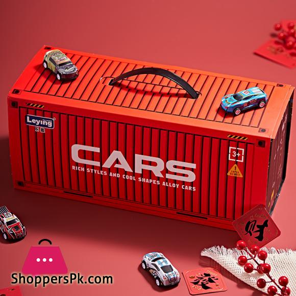 48PCS Container Simulation Alloy Car Model Finale Alloy Inertia Pull Back Mini Car Toy