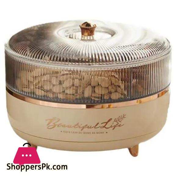 5 Grid Snack Plate With Lid Moisture-Proof 360 Rotating Candy Nut Storage Plate