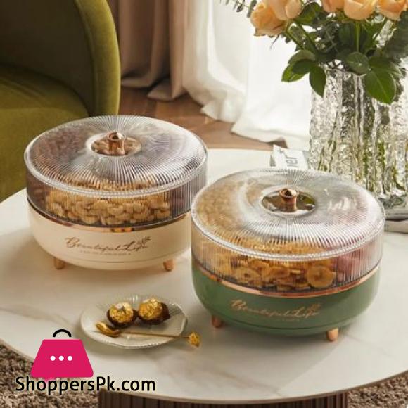 5 Grid Snack Plate With Lid Moisture-Proof 360 Rotating Candy Nut Storage Plate