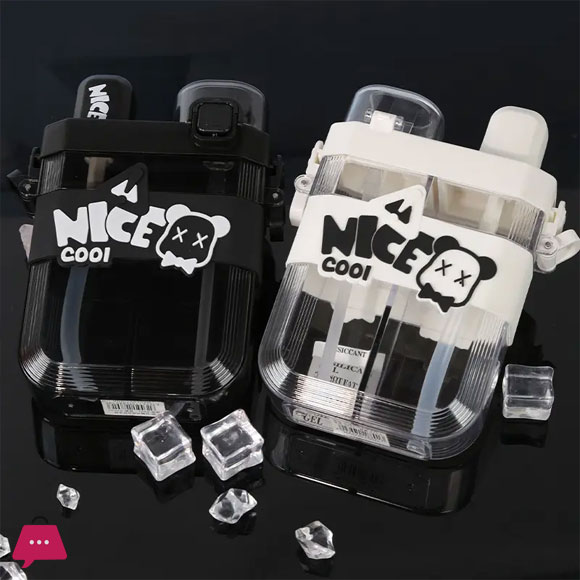 620ml Travel Outdoor Black White Split Chamber Plastic Double compartment Water Bottle Children Cartoon Double Bin Plastic Cup