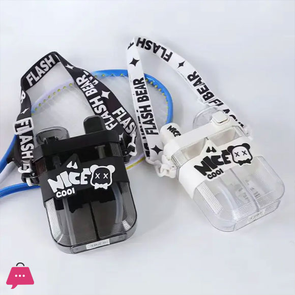 620ml Travel Outdoor Black White Split Chamber Plastic Double compartment Water Bottle Children Cartoon Double Bin Plastic Cup