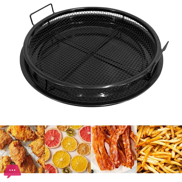 Copper Crisper Tray Round Air Fryer Tray for Oven Deluxe Air Fry in Your Oven 2-Piece Set, Air Fryer Baking Pan Air Fryer Basket for Oven