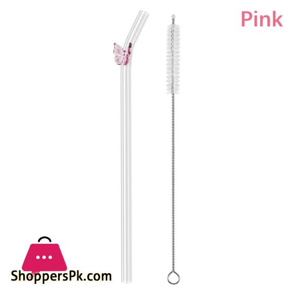 Butterfly Glass Straw 6xGlass Straw+1xBrush - Set of 7
