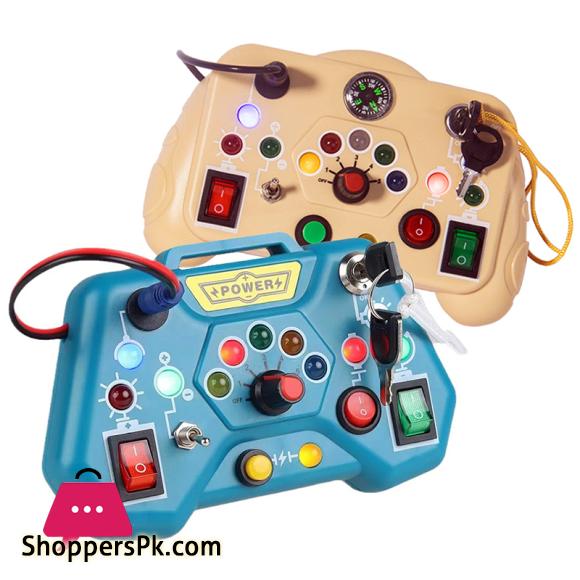 Children Busy Board Sensory Toy With LED Light Switch Control Board Travel Activities Montessori Thinking Game For 2-4 Years Old