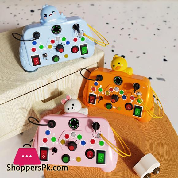 Children Busy Board Sensory Toy With LED Light Switch Control Board Travel Activities Montessori Thinking Game For 2-4 Years Old