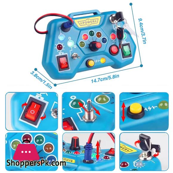Children Busy Board Sensory Toy With LED Light Switch Control Board Travel Activities Montessori Thinking Game For 2-4 Years Old