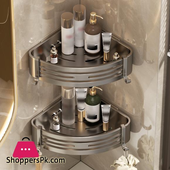 Corner Bathroom Storage Rack Punch-free Wall-mounted Metal