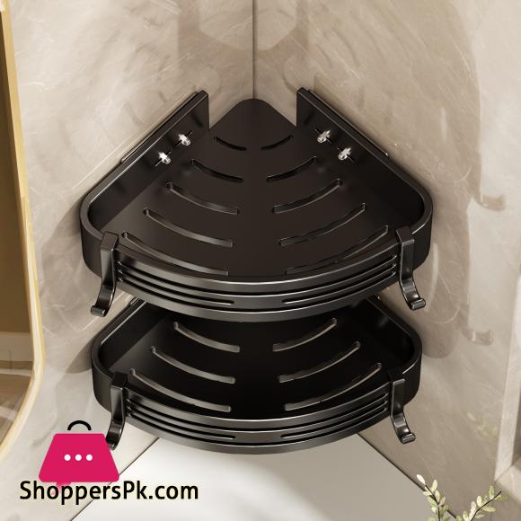 Corner Bathroom Storage Rack Punch-free Wall-mounted Metal
