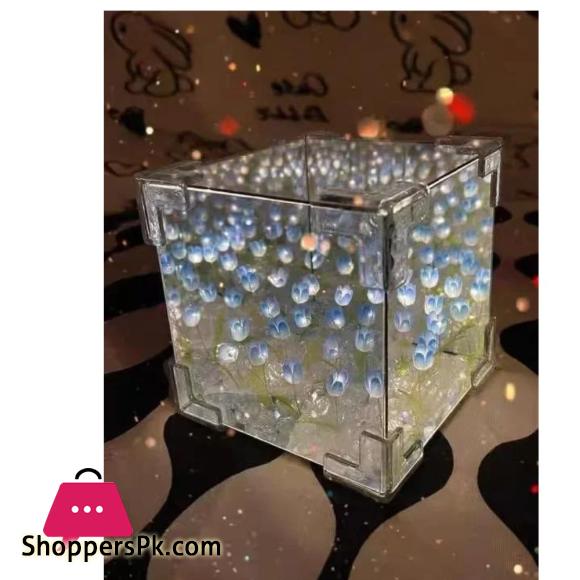 DIY Tulip Mirror Cube Lamp Simulation Flower 12CM