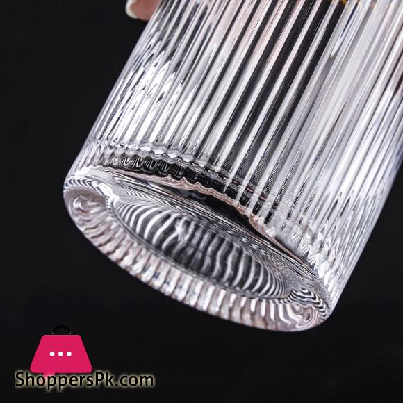 Drinkware Glass Set of 6 pcs – Ridged Stripe Gold Rim Glassware set