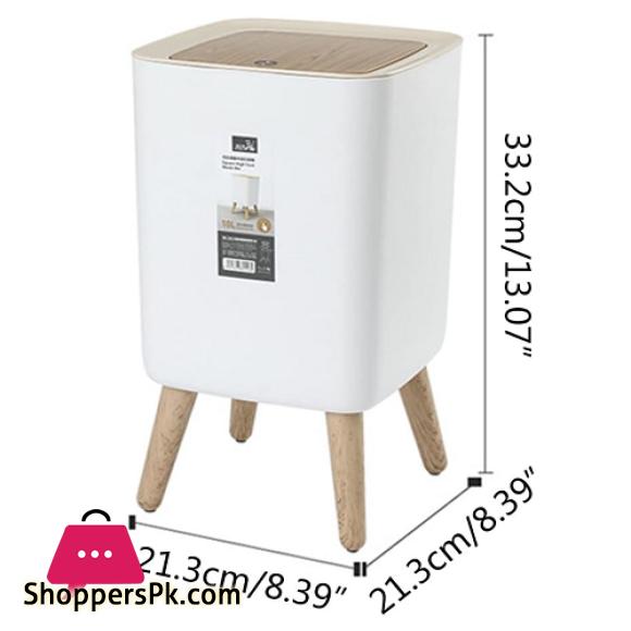 High Foot Dustbin with Lid Large Capacity Press Type Waste Bin Garbage Container