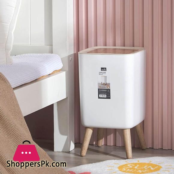 High Foot Dustbin with Lid Large Capacity Press Type Waste Bin Garbage Container