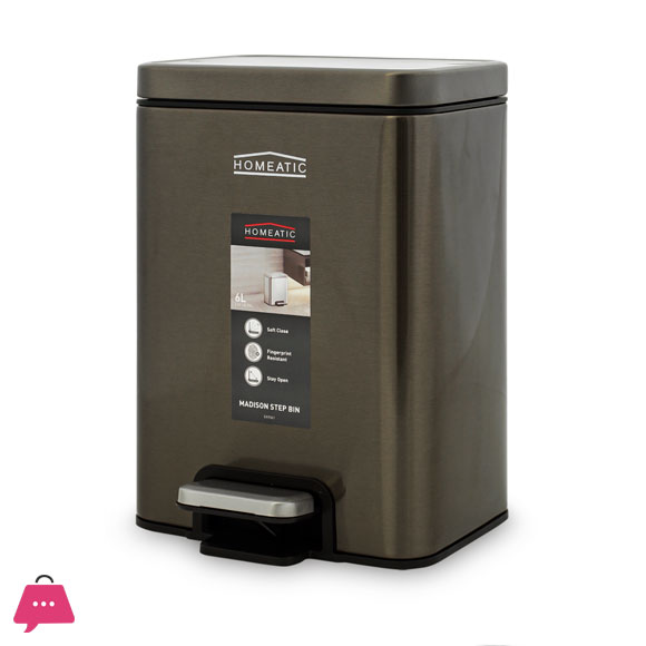 Homeatic Madison Stainless Steel Step Bin 6Ltr
